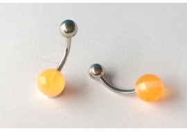 Piercing nombril acrylique orange et blanc