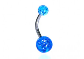 Piercing nombril acrylique glitter bleu clair