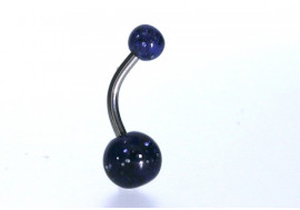 Piercing nombril acrylique glitter noir