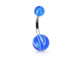 Piercing nombril acrylique bi couleur bleu
