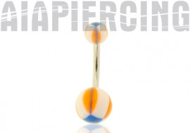 Piercing nombril acrylique carré bleu et orange