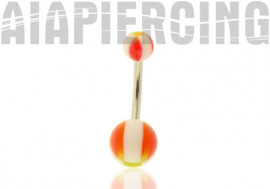 Piercing nombril acrylique carré rouge et vert