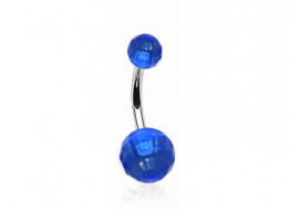 Piercing nombril acrylique boule facette bleu