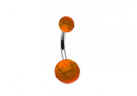 Piercing nombril acrylique boule facette orange
