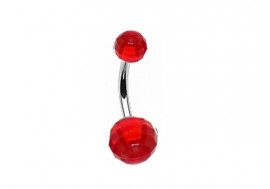Piercing nombril acrylique boule facette rouge