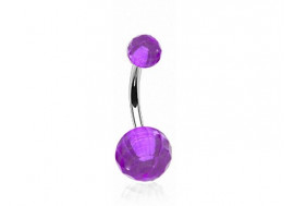 Piercing nombril acrylique boule facette violette
