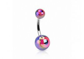 Piercing nombril acrylique oeil rose