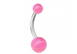 Piercing nombril acrylique moiré rose