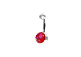 Piercing nombril acrylique opale brillante rouge