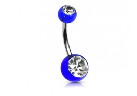 Piercing nombril acrylique bleu pierre blanche