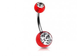 Piercing nombril acrylique rouge pierre blanche