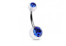 Piercing nombril acrylique pierre bleue