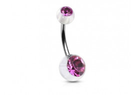 Piercing nombril acrylique pierre rose