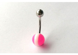 Piercing nombril acrylique rose et blanc