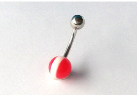 Piercing nombril acrylique rouge et blanc