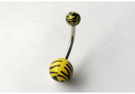 Piercing nombril acrylique tigre jaune
