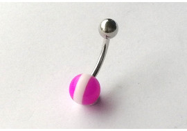 Piercing nombril acrylique violet et blanc
