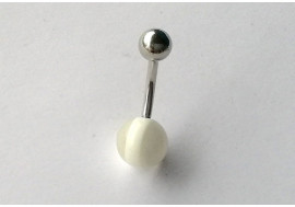 Piercing nombril acrylique TRANSPARENT et blanc