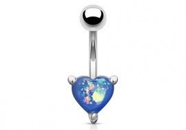 Piercing nombril coeur opalite bleue