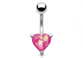 Piercing nombril coeur opalite rose