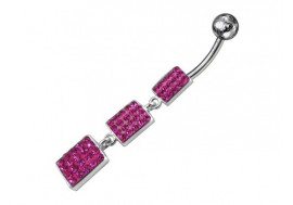 Piercing nombril argent rectangle pendant