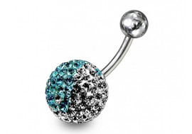 Piercing nombril swarovki yin yang turquoise