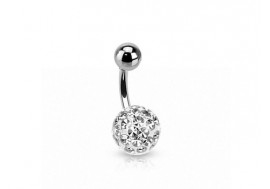 Piercing nombril swarovski une bille blanche