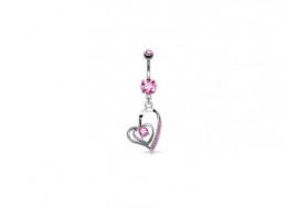 Piercing Nombril double coeur rose