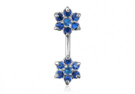 Piercing nombril double fleur bleue