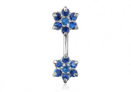 Piercing nombril double fleur bleue