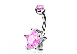 Piercing nombril étoile rose