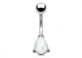 Piercing nombril goutte opalite blanc