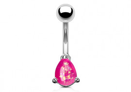Piercing nombril goutte opalite rose