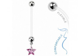 Piercing nombril femme enceinte étoile rose