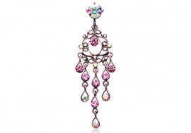 Piercing nombril inversé chandelier vintage rose