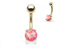 Piercing nombril opale brillante rose