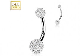 Piercing nombril or blanc 14 carats multi strass