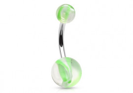Piercing nombril acrylique hélice vert