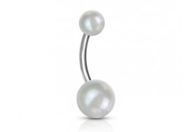 Piercing nombril acrylique perle blanche