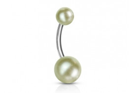 Piercing nombril acrylique perle creme