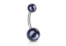 Piercing nombril acrylique perle grise