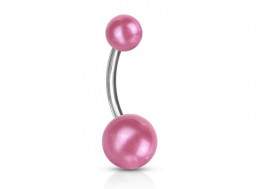 Piercing nombril acrylique perle rose