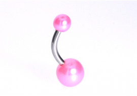 Piercing nombril acrylique perle rose