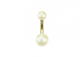 Piercing nombril acrylique perle creme anodisée