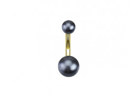 Piercing nombril acrylique perle grise anodisée