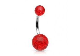 Piercing nombril paillette rouge