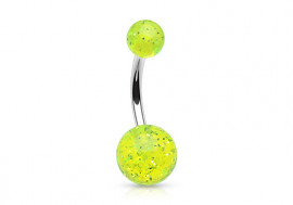 Piercing nombril acrylique paillette verte