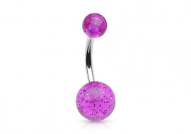 Piercing nombril acrylique paillette violette