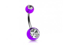 Piercing nombril acrylique violet pierre blanche