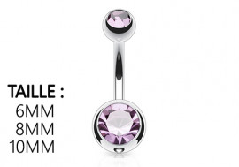 Piercing nombril basique pierre violet clair